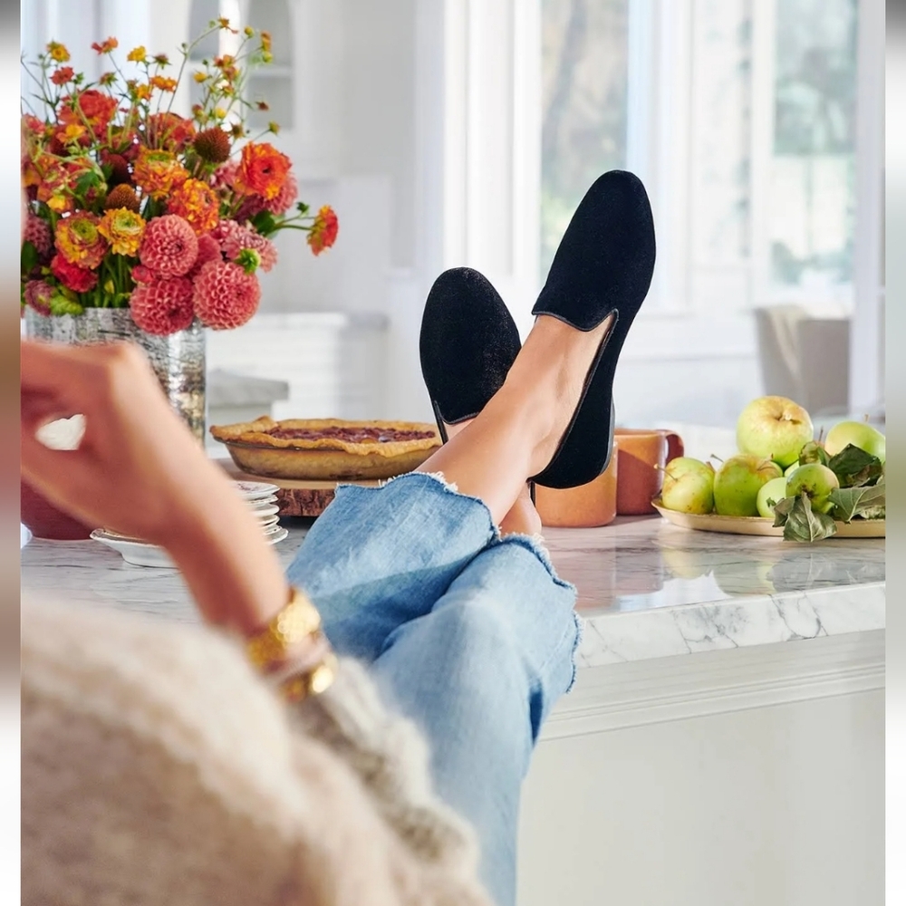 Birdies The Starling Black Velvet Loafers - 7.5